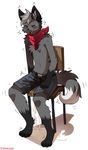  2015 anthro barefoot chair clothed clothing fur hair happy male mammal miri omorashi open_mouth peeing plain_background shaking sitting solo tears tongue trembling urine wetting young 