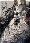  1boy ascot basil_hawkins blonde_hair cape character_name closed_mouth commentary facial_mark long_hair looking_to_the_side male_focus one_piece sazu_00 shirt solo symbol-only_commentary twitter_username upper_body white_shirt 