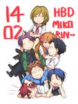  4boys :d black_hair blonde_hair blue_hair bow brown_hair chibi gekkan_shoujo_nozaki-kun hair_bow hair_pull hori_masayuki kashima_yuu mikoshiba_mikoto multiple_boys multiple_girls necktie nozaki_umetarou open_mouth orange_hair pile polka_dot purple_hair red_hair sakura_chiyo seo_yuzuki smile vest wakamatsu_hirotaka warable 