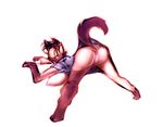  anthro bottomless breasts canine clothed clothing digitigrade dog female half-dressed mammal plain_background presenting pussy transformation watsup white_background 