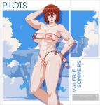  abs american_flag american_flag_bikini american_flag_print artist_request bikini blue_sky body_freckles bracelet cloud cumulonimbus_cloud dated drop_shadow english_text eyepatch_bikini flag_print flag_print_bikini freckles grin hair_between_eyes holding holding_removed_eyewear jewelry muscular muscular_female original pixel_art print_bikini red_hair sky smile source_request swimsuit tan tanlines thigh_freckles unworn_eyewear 