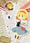  alice_margatroid artist_name bad_id bad_twitter_id blonde_hair blue_eyes book bow capelet doll dress hair_bow hairband long_hair moyo_(amaniwa) paper ribbon shanghai_doll short_hair smile solo string touhou 