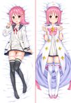  dakimakura flat_chest hat houkago_no_pleiades long_hair lying multiple_views okina_ika panties pink_hair pussy school_uniform subaru_(houkago_no_pleiades) thighhighs underwear underwear_removed 