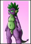  2015 anthro balls dragon exelzior-maximus flaccid friendship_is_magic green_eyes male my_little_pony nude penis purple_scales solo spike_(mlp) 