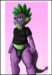  2015 anthro clothing dragon exelzior-maximus friendship_is_magic green_eyes male my_little_pony purple_scales shirt solo spike_(mlp) underwear 