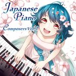  :d ahoge blue_hair cherry_blossoms dress english flower highres instrument looking_up open_mouth original petals piano red_eyes reflection shizune short_hair smile solo text_focus 