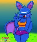  &lt;3 2015 4_fingers anthro anthrofied bangs_(character) bat big_ears blue_body blue_hair blue_skin blush breasts cleavage clothed clothing fangs female front_view fur grass grassland hair hair_over_eyes happy long_hair mammal masterofzoroark membranous_wings nintendo open_mouth peace_sign_(disambiguation) pointy_ears pok&eacute;mon pok&eacute;morph shiny solo standing tongue video_games wide_hips winged_arms wings zubat 