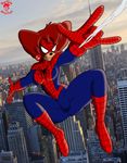  anthro big_breasts breasts canine cosplay crossover mammal milf mother parent peg_pete smile solo spider-man theedministrator765 