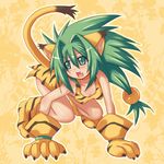  2011 all_fours animal_ears breasts cat_ears chamcham clothed clothing female green_eyes green_hair hair humanoid kure open_mouth samurai_shodown solo video_games 