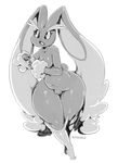  1girl female furry lopunny monochrome nintendo pokemon signature smile sunibee 