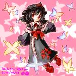  alternate_color black_hair blush bug butterfly commentary_request hat insect japanese_clothes kimono red_eyes saigyouji_yuyuko solo touhou triangular_headpiece wide_sleeves yuran_(kuen-hien) 