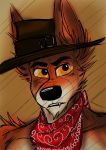  alejandrogsd_(artist) canid canine canis cowboy hat male mammal red_wolf solo wolf 