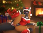  big_tail black_fur blush bottomless breasts candy candy_cane canid canine christmas clothed clothing female fluffy fluffy_tail food fox fur holidays looking_pleasured mammal masturbation multicolored_fur orange_fur partially_clothed penetration presenting presenting_pussy purple_eyes pussy solo spread_legs spreading suave_(suave_senpai) tongue tongue_out vaginal vaginal_masturbation vaginal_penetration yana-r 