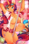  anthro anthrofied areola being_watched blue_eyes blue_fur blue_hair breasts clothed clothing cutie_mark dancing equine eyewear fan_character fur goggles hair horn horse looking_at_viewer mammal money multicolored_hair my_little_pony navel nipples open_mouth open_shirt orange_fur pole pole_dancing pony purple_hair rainbow_hair rainbowscreen red_hair shirt skimpy smile solo_focus stripper teeth tongue tuft two_tone_hair yellow_fur 