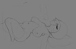  1girl breasts gardevoir gloves large_breasts legs monochrome nipples nude penis pokemon sketch the_boogie uncensored 