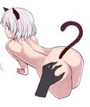  animal_ears aqua_eyes ass ass_grab bent_over cat_ears cat_tail cropped_legs glastonbury1966 grabbing_another's_ass groping long_hair looking_back nude sanya_v_litvyak sideways_mouth silver_hair simple_background solo_focus strike_witches tail white_background world_witches_series 