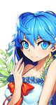  [saw] bare_shoulders blue_eyes blue_hair long_hair original solo 