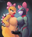  anthro areola battle_of_the_breasts big_breasts breast_squish breasts chain_chomp dildo don_ko female female/female koopa koopalings mario_bros nintendo nude scalie sex_toy strapon video_games wendy_o_koopa 