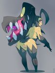  1girl ass blush fangs female huge_ass live_for_the_funk looking_back mawile monster_girl naughty_face nintendo no_humans pokemon pussy simple_background solo 