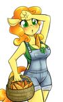  2015 anthro anthrofied balddumborat basket blush breasts carrot carrot_top_(mlp) cleavage clothed clothing equine female friendship_is_magic hair horse mammal my_little_pony orange_hair overalls pony portrait solo 