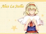  alice_margatroid beegle blonde_hair blush capelet commentary_request ribbon sash short_hair smile solo star touhou white_capelet 