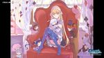  6+girls aiz_wallenstein alice_in_wonderland armchair bell_cranel blonde_hair blue_legwear brown_eyes chair curtains dungeon_ni_deai_wo_motomeru_no_wa_machigatteiru_darou_ka end_card feet_on_chair freya_(danmachi) haimura_kiyotaka hair_ribbon hairband hestia_(danmachi) highres hug liliruca_arde loki_(danmachi) long_hair miniboy minigirl multiple_girls no_shoes o_o ottar print_legwear ribbon sitting star star_print syr_flover thighhighs 