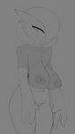  1girl breasts gardevoir gloves large_breasts monochrome naughty_face nipples nude pokemon sketch the_boogie 