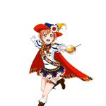  cape gloves hoshizora_rin love_live! love_live!_school_idol_project musketeer non-web_source official_art open_mouth orange_hair rapier short_hair smile solo sword transparent_background weapon white_gloves yellow_eyes 