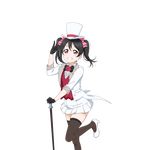  black_gloves black_hair bow cane gloves hair_bow hat looking_at_viewer love_live! love_live!_school_idol_project non-web_source official_art red_eyes shoes smile solo top_hat transparent_background twintails walking_stick white_footwear white_hat yazawa_nico 