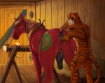  anal anal_fisting anal_penetration animal_genitalia anus balls big_macintosh_(mlp) equine eyes_closed faust_tigre feline fisting friendship_is_magic homogenousrule horse horsecock looking_at_viewer looking_back male male/male mammal my_little_pony penetration penis standing tiger 