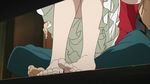  animated animated_gif ano_hi_mita_hana_no_namae_wo_bokutachi_wa_mada_shiranai. bare_legs barefoot dress feet honma_meiko legs screencap sitting sitting_on_person spread_toes toenails toes white_dress yadomi_jinta 