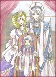  blonde_hair cecil_harvey ceodore_harvey dress final_fantasy final_fantasy_iv final_fantasy_iv_the_after long_hair na_(pixiv913562) naa_(54891637) robe rosa_farrell short_hair throne white_hair 