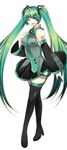  aqua_eyes aqua_hair bad_id bad_pixiv_id bare_shoulders blue_nails boots detached_sleeves hands hatsune_miku high_heels highres legs long_hair nail_polish necktie open_mouth roh_nam_kyung shoes solo thigh_boots thighhighs twintails very_long_hair vocaloid zettai_ryouiki 
