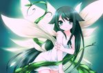  green_eyes green_hair long_hair saya saya_no_uta wings 