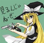  bad_id bad_pixiv_id blonde_hair blue_eyes bullet gun handgun hat kirisame_marisa long_hair office_(soda_parfait) reloading revolver solo touhou very_long_hair weapon witch_hat 