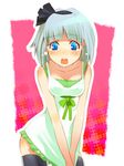  :o alternate_costume bad_id bad_pixiv_id black_hairband blue_eyes blush contemporary dress dress_tug embarrassed face hairband kakei konpaku_youmu open_mouth short_hair silver_hair solo sundress tears thighhighs touhou white_hair 