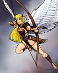  angel_wings arrow arrows blonde_hair bow bow_(weapon) extro pointy_ears weapon wings yellow_eyes 
