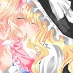  alice_margatroid bad_id bad_pixiv_id blonde_hair blush closed_eyes hairband hat kirisame_marisa kiss long_hair multiple_girls nanase_nao short_hair touhou witch_hat yuri 