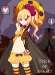  bad_id bad_pixiv_id banned_artist bare_shoulders blonde_hair bloomers brown_eyes elbow_gloves gloves halloween harano heart jack-o'-lantern long_hair midriff navel original pumpkin solo striped striped_legwear thighhighs trick_or_treat underwear zettai_ryouiki 