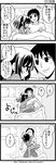  1girl 4koma comic greyscale hug kandanchi kyon monochrome suzumiya_haruhi suzumiya_haruhi_no_yuuutsu translated 