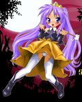  bad_id bad_pixiv_id blush cathead garter_belt halloween highres hiiragi_kagami kamia_(not_found) long_hair lucky_star nyamou panties pantyshot purple_eyes purple_hair solo thighhighs tsurime twintails underwear upskirt 