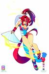  ashleigh_hetrick breasts cleavage fan fatal_fury folding_fan large_breasts pelvic_curtain ponytail red_hair revealing_clothes shiranui_mai solo the_king_of_fighters 