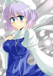  bad_id bad_pixiv_id blue_eyes blush breasts hat highres large_breasts lavender_hair letty_whiterock short_hair snow solo touhou wedge 