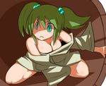  breasts bucket cleavage green_eyes green_hair hakika in_bucket in_container kisume large_breasts older solo touhou twintails 