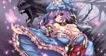  bare_shoulders breasts bug butterfly chaotic-unknown cleavage collar detached_sleeves hat huge_breasts insect japanese_clothes juuni_chacha monster pink_hair red_eyes saigyouji_yuyuko skeleton solo touhou 