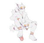 2_heads anthro crotch_head eyewear hi_res lounging male multi_head nipples pastry404 sitting solo sunglasses unusual_anatomy what