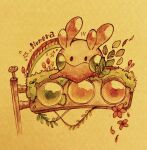  absurdres black_eyes commentary_request flower full_body goomy highres leaf moss no_humans overgrown painting_(medium) pokemon pokemon_(creature) solid_oval_eyes solo traditional_media traffic_light watercolor_(medium) yukichi_0611 