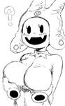  ? bacon_(artist) big_breasts blush breast_grab breasts crossgender disembodied_hand fangs female hat jack_frost megami_tensei smile solo 