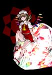  bad_id bad_pixiv_id blonde_hair commentary_request cryolite crystal flandre_scarlet flat_chest full_body hat highres leg_up mary_janes mob_cap puffy_sleeves red_eyes shoes short_hair side_ponytail skirt skirt_set socks solo touhou wings 