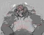  5:4 anthro arm_tuft begging_to_cum blush bodily_fluids countershading hair heart_eyes heart_symbol hi_res horn liquids long_hair low-angle_view male moan plap_(sound) saliva sammymcstabby shaking shoulder_tuft solo sweat tears tongue tongue_out trembling tuft 